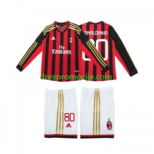 A.C. Milan RONALDINHO 80 2013 2014 Dres Retro Dječji Domaći Dugim Rukavima A.C. Milan RONALDINHO 80 2013 2014 Dres Retro Dječji Domaći Dugim Rukavima